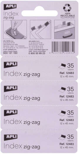 Imagen extra Indices Adhesivos Film Zigzag 45x12mm 4 Dispensadores de 35 Indices de 4 Colores. Apli 12483