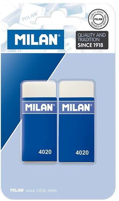 Milan 4020 Pack de 2 Gomas de Borrar Rectangulares - Miga de Pan