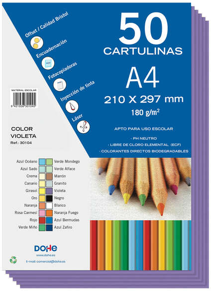 PACK 50 Cartulinas A4  180g - Violeta
