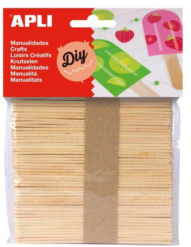 Apli Pack de 50 Palos Polo de Madera Natural 114 x 10 mm - Madera