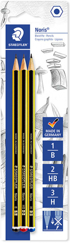 PACK 3 Lapices Staedtler Noris 120  (varias durezas, 1 blando, 1 estandar, 1 duro)