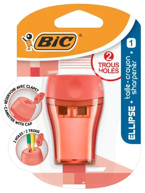 Bic Ellipse Sacapuntas con deposito - 2 Orificios. Color aleatorio