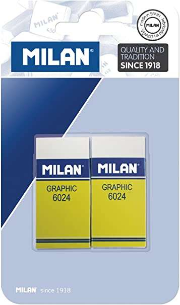 Milan Nata 6024 Graphic Pack de 2 Gomas de Borrar - Plastico