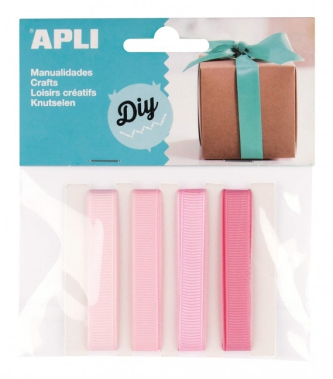 Apli Pack de 4 Cintas de Tela - Scrapbooking - Rosa