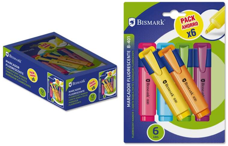 PACK 6 Marcadores economicos colores Fluorescentes. Surtidos