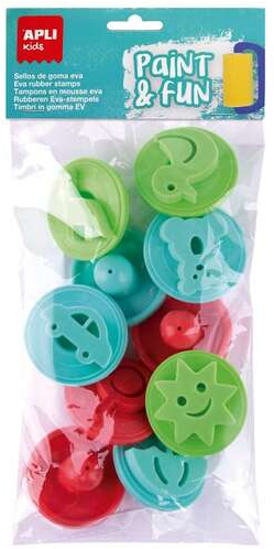 Apli Kids Paint & Fun Pack de 10 Sellos de Goma EVA para Estampacion - Formas y Colores Surtidos