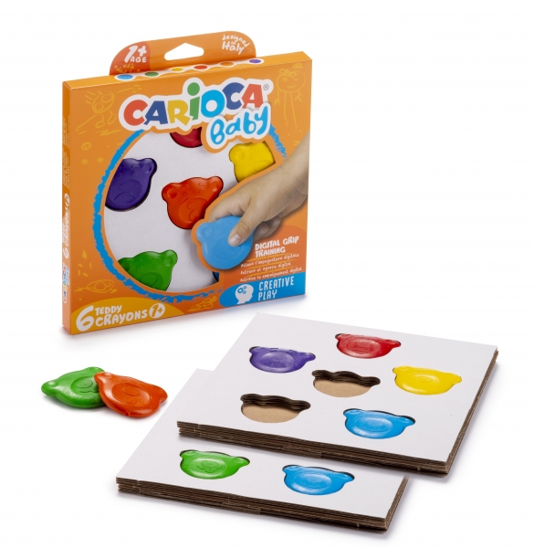 Carioca Teddy Crayons Pack de 6 Ceras de Colores