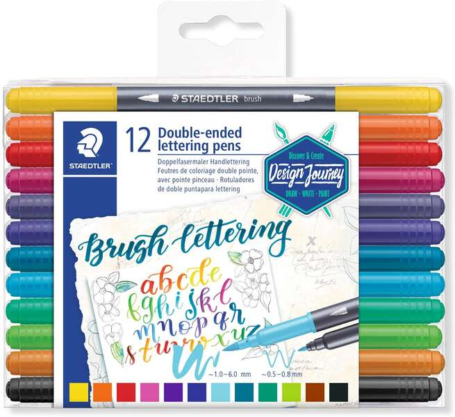 Staedtler 3004 Pack de 12 Rotuladores de Doble Punta para Lettering