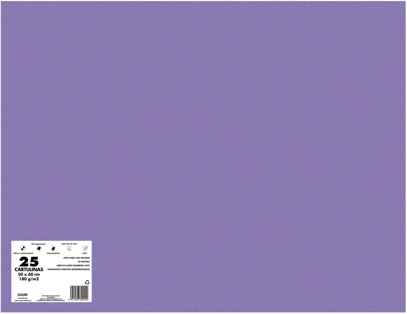 PACK 25 Cartulinas 50x65 cm 180gr VIOLETA. 