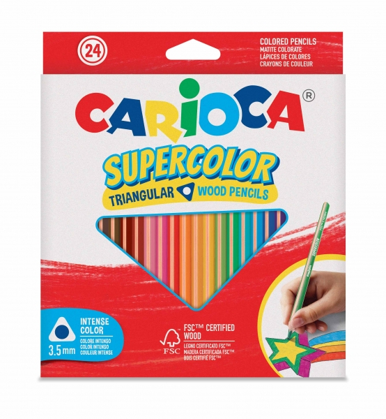 Carioca Supercolor Pack de 24 Lapices de Madera - Cuerpo Triangular