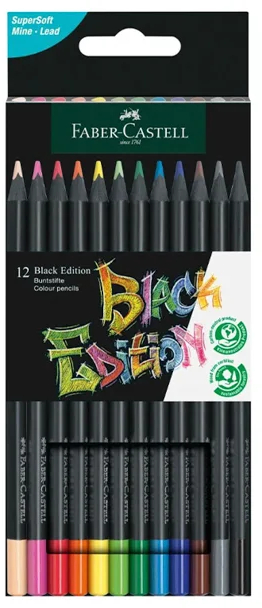 Faber-Castell Black Edition Pack de 12 Lapices de Colores
