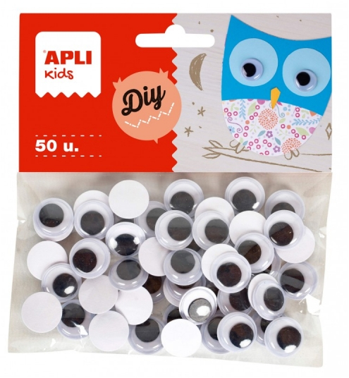 Apli Ojos Moviles Adhesivos Redondos - Negro