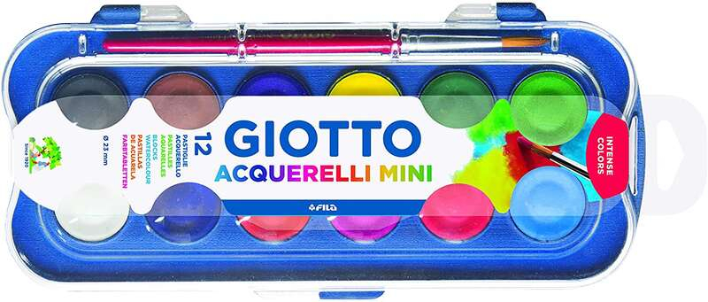 Giotto - Estuche de 12 Acuarelas Mini 23mm. Colores Luminosos
