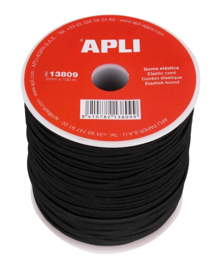 Apli Bobina de Cuerda Elastica - Duradera - Flexible - Facil de Cortar y Atar - Negro