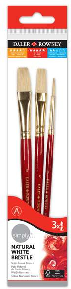 Daler Rowney Simply Pack de 3 Pinceles de Pelo Natural T-2