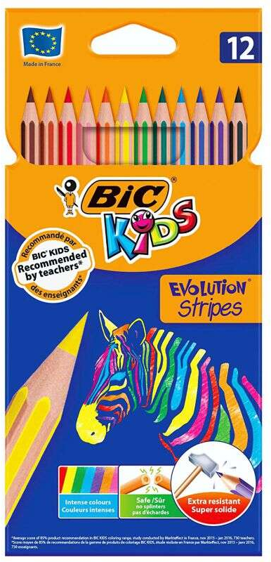 Bic Kids Evolution Stripes - Caja de 12 Lapices