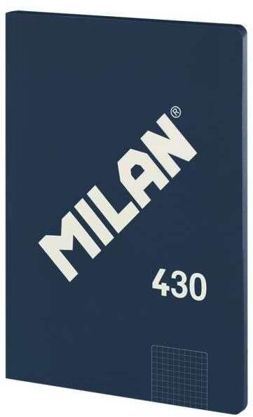 Milan Serie 1918 Libreta Encolada Formato A4 Cuadricula 5x5mm - 48 Hojas de 95 gr/m2 - Microperforado - Tapa Blanda - Azul Oscuro