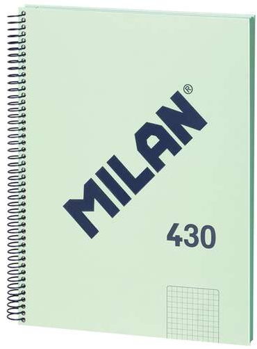 Milan Serie 1918 Cuaderno Espiral Formato A4 Cuadricula 5x5mm - 80 Hojas de 95 gr/m2 - Microperforado, 4 Taladros - Verde