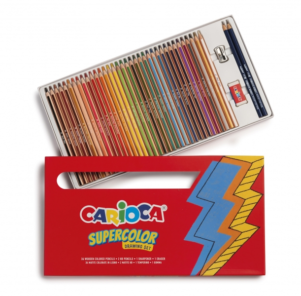 Imagen extra Carioca Pack de 40 Piezas - 36 Lapices de Color Supercolor - 2 Lapices de Grafito HB - Goma de Borrar - Sacapuntas