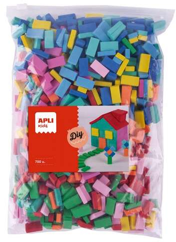Apli Kids Bolsa de 700 Ladrillos de Goma EVA - Tamaño 20x10x5mm - Colores Surtidos