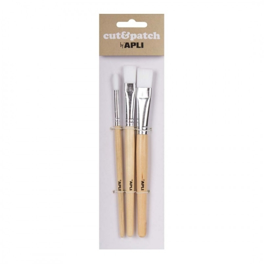 Apli Pack de 3 de Pinceles de Madera para Manualidades