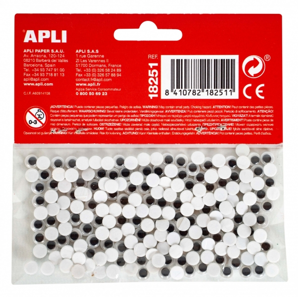 Imagen extra Apli Ojos Moviles Adhesivos Redondos - Negro