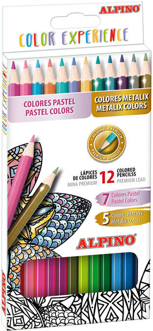 Alpino Color Experience Pack de 12 Lapices de Colores Premium Colores Pastel y Metalicos