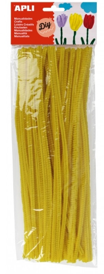 Apli Limpiapipas para Manualidades - Flexibles - Suaves - Tupidos - Amarillo