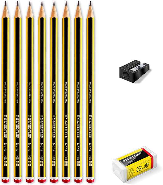 Imagen extra PACK 8 Lapices Staedtler Noris 120 HB (dureza estandar) + Goma de Borrar + Sacapuntas