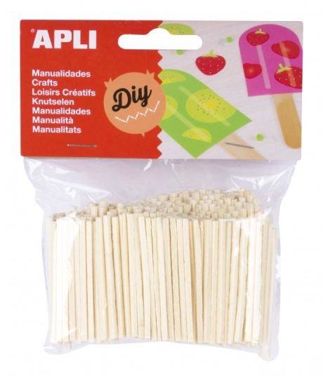 Apli Pack de 500 Mini Palitos de Madera - y Maquetas - Infantil - Madera Natural