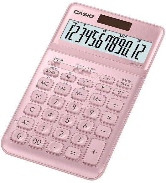 Casio JW-200SC Calculadora de Sobremesa - 12 Digitos Inclinacion Ajustable. Rosa