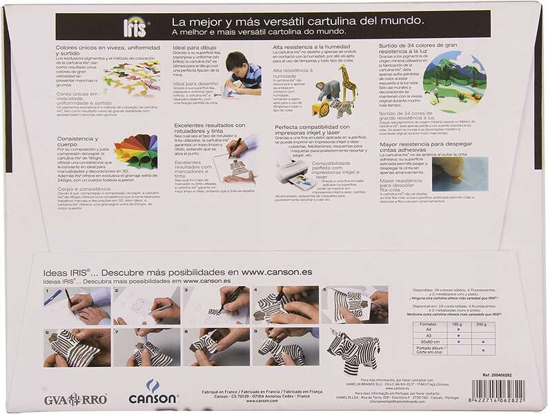 Imagen extra Canson Guarro Minipack de 10 Cartulinas Iris A4+ 185g - 24x32 cm - Colores Surtidos