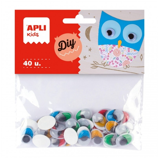 Apli Ojos Moviles Adhesivos Ovalados - Colores Surtidos