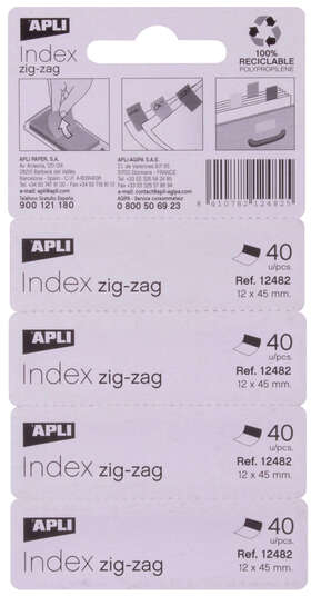 Imagen extra Apli Indices Adhesivos Film Zigzag 45x12mm 4 Dispensadores de 40 Indices