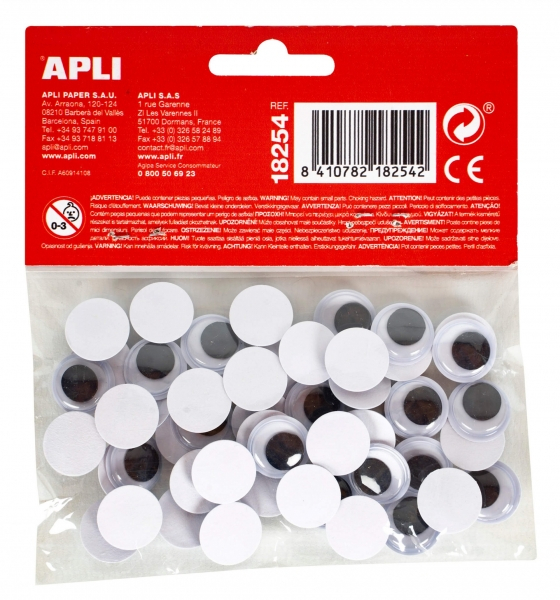 Imagen extra Apli Ojos Moviles Adhesivos Redondos - Negro