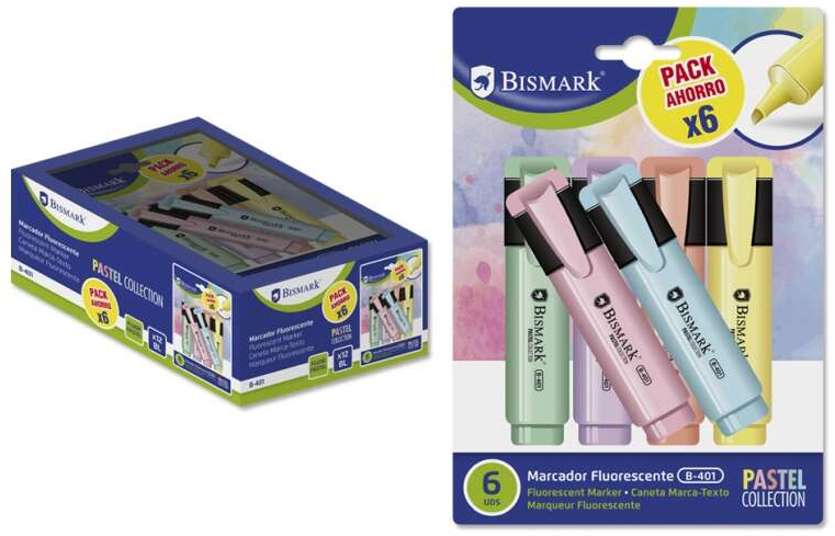 PACK 6 Marcadores economicos colores PASTEL. Surtidos