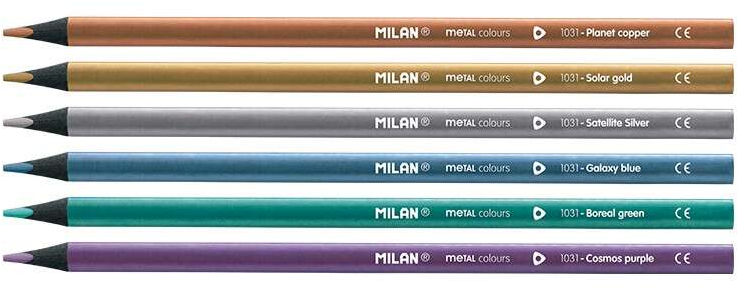 Imagen extra Milan Pack de 6 Lapices Triangulares de Colores Metalizados