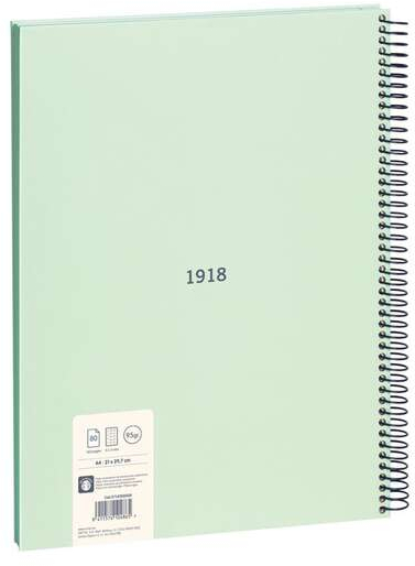 Imagen extra Milan Serie 1918 Cuaderno Espiral Formato A4 Cuadricula 5x5mm - 80 Hojas de 95 gr/m2 - Microperforado, 4 Taladros - Verde