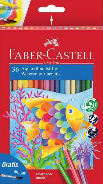 Faber-Castell Classic Colour Acuarelable Pack de 36 Lapices de Colores Hexagonales Acuarelables 