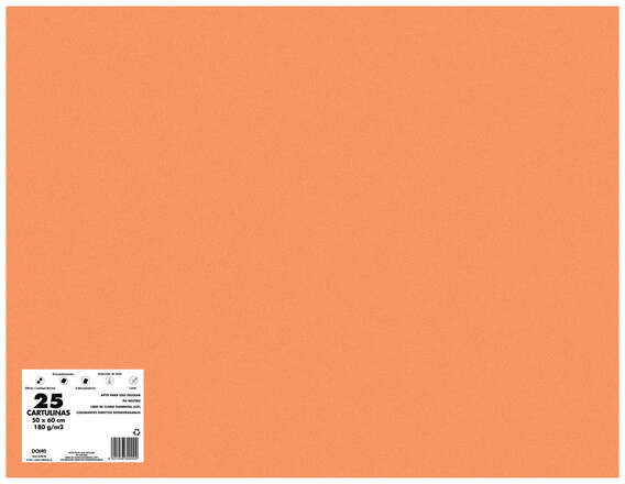 PACK 25 Cartulinas 50x65 cm 180gr NARANJA. 