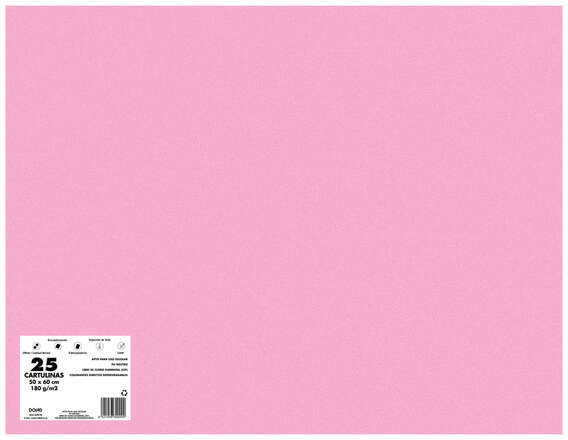 PACK 25 Cartulinas 50x65 cm 180gr ROSA. 