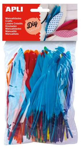 Apli Pack de 100 Plumas de Indio - Medidas entre 9 cm y 14 cm - Colores Surtidos