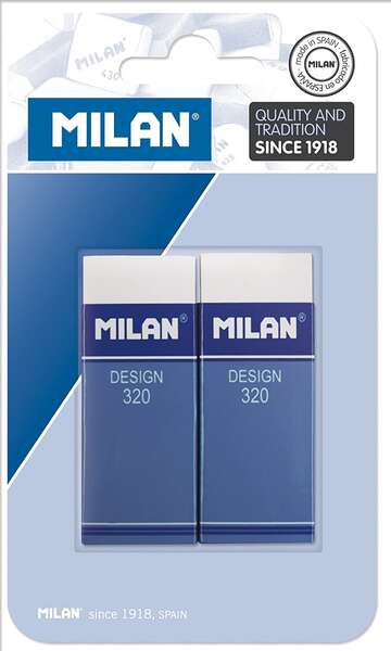Milan Nata 320 Pack de 2 Gomas de Borrar Rectangulares - Plastico