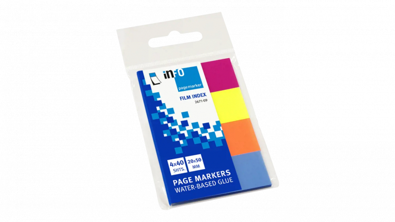 PACK 4 Marcadores con 40 hojitas por color. Medida 50 x 20mm