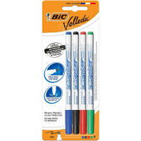 Bic Velleda 1721 Pack de 4 Rotuladores para Pizarra - Punta Fina - Trazo de 1.6mm - Colores Surtidos