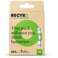 GP ReCyko Pack de 4 Pilas Recargables 650mAh AAA 1.2V
