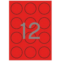 Apli Etiquetas Rojo Fluorescente Permanentes diametro 60.0mm 20 Hojas