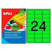 Apli Etiquetas Verde Fluorescente Permanentes 64.0 x 33.9mm 20 Hojas