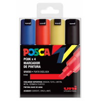 Estuche de 4 rotuladores Posca PC-8K Punta Biselada 8mm. Colores variados