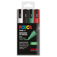 PACK 4 Rotuladores Posca PC-5M COLORES NAVIDAD Punta de Bala 1.8-2.5mm